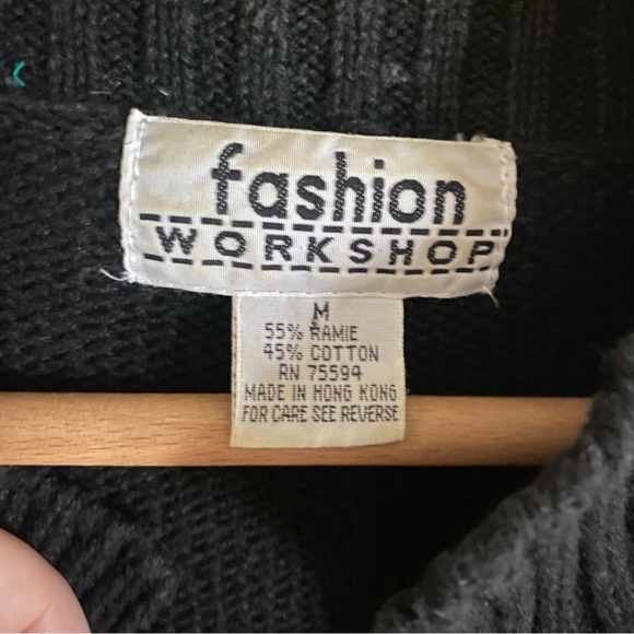 Vintage 90s Fashion Workshop Black Knit Button Up Vest - Picture 2 of 4